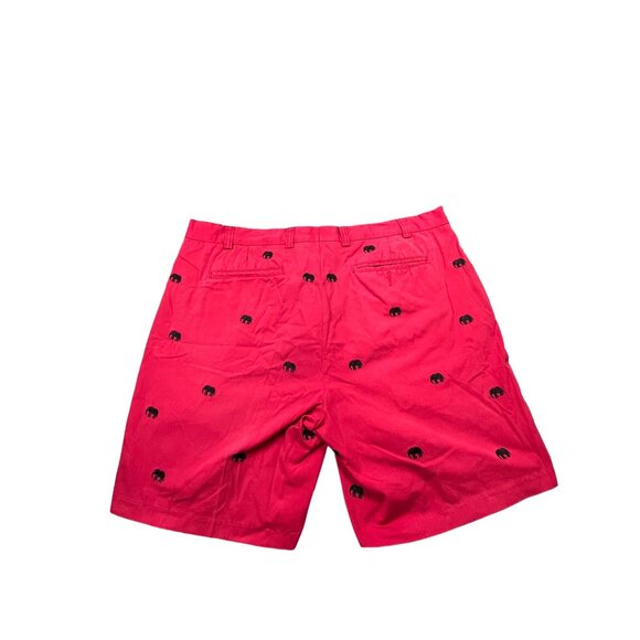 Orvis Mens 42 Red Embroidered Elephant Pattern Short Cotton RN70534 Golf Fishing - Picture 2 of 11